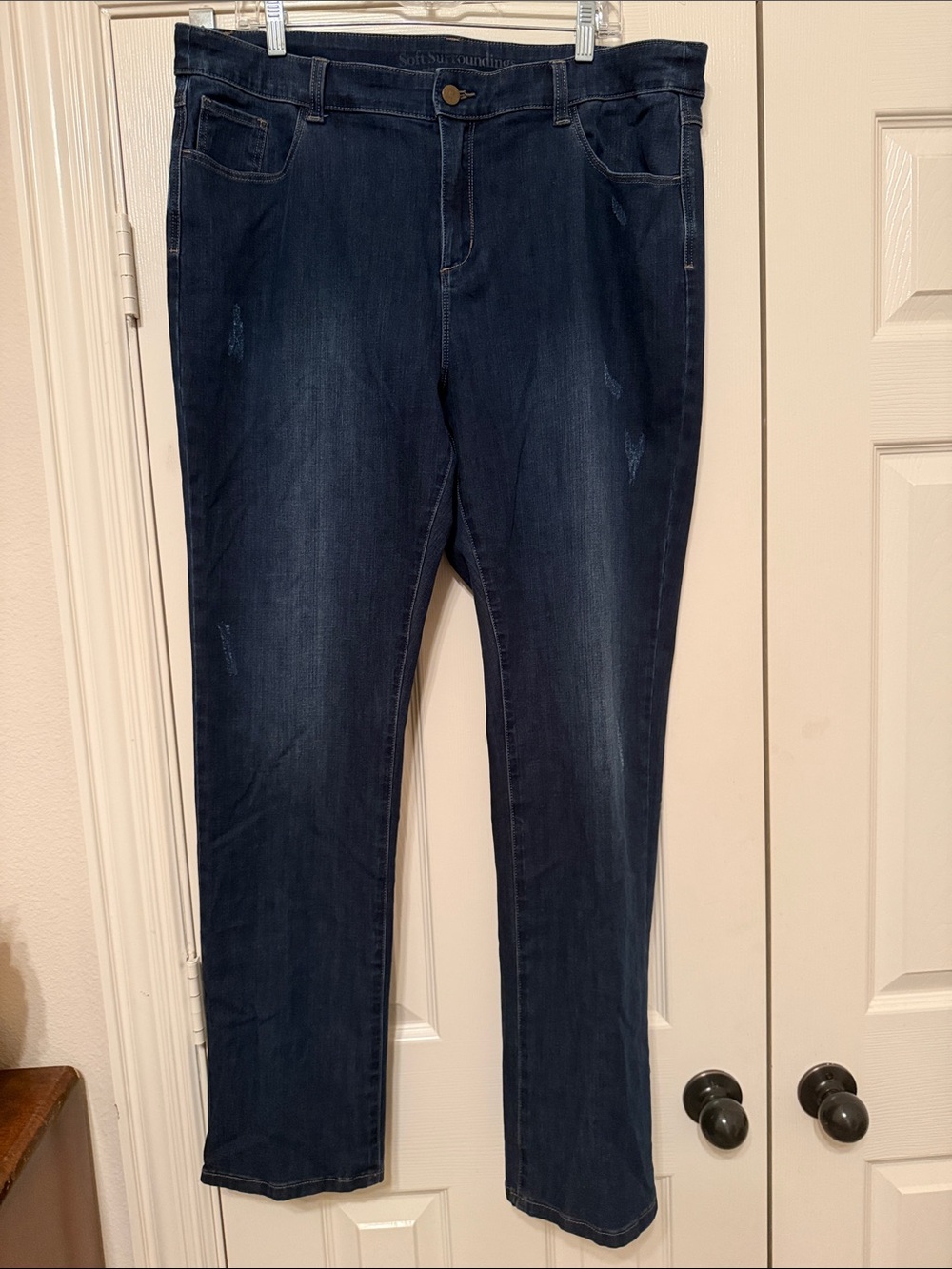 Soft Surroundings Dark Indigo Straight Leg Jeans Sz 18 Tall